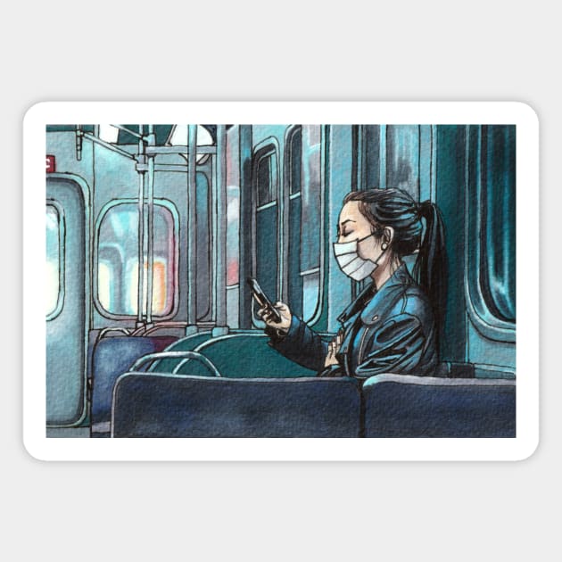 Girl on a train Magnet by JapaneseStreetscape5